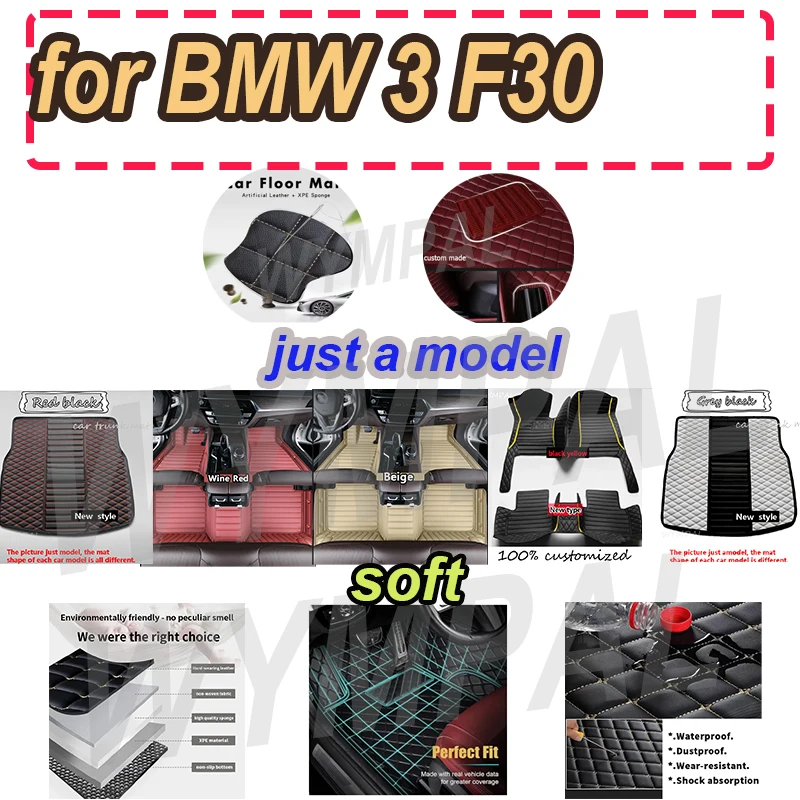 

LUXURY Car Floor Mats For BMW 3 F30 325i 330i 320i 318i Five Doors 2013 2014 2015 2016 2017 2018 2019 Foot Pads