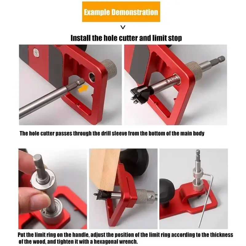 A84X-Desktop Vertical Punch 19Mm Spherical Handle Guide Hinge Hole Drilling Guide Woodworking Tool Opener Locator