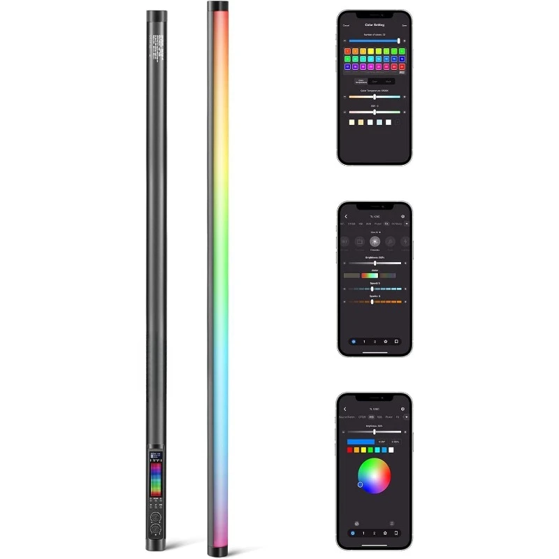 TL120C RGB Tube Light, P/2.4G/DMX Control, 7 Pixel Effects/18 Scenes, 2500K-10000K CRI97+ TLCI98+, 6000mAh Battery