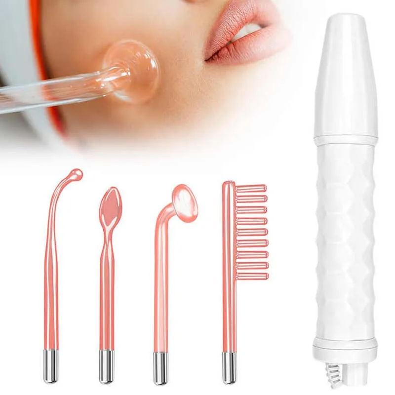 4 In 1 High Frequency Electrode Wand Electrotherapy Glass Tube Beauty Device Acne Spot Remover Facial Anti Wrinkle Skin Care Spa