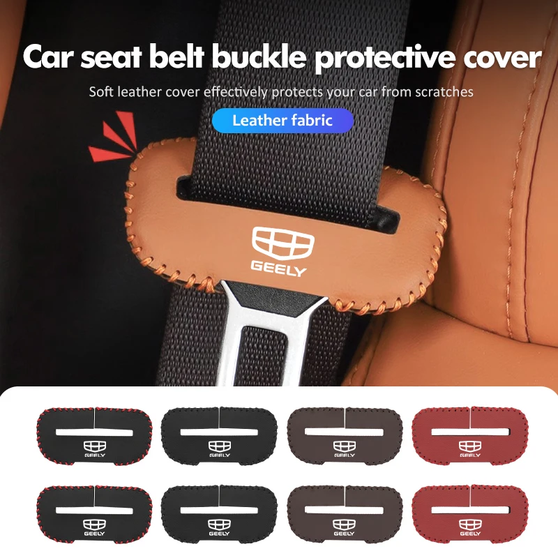 Leather Car Seat Belt Clip Protector Seatbelt Buckle Plug Cover For Geely Ttugella Geometry C Coolray Emgrand Atlas Pro EC7 GX3