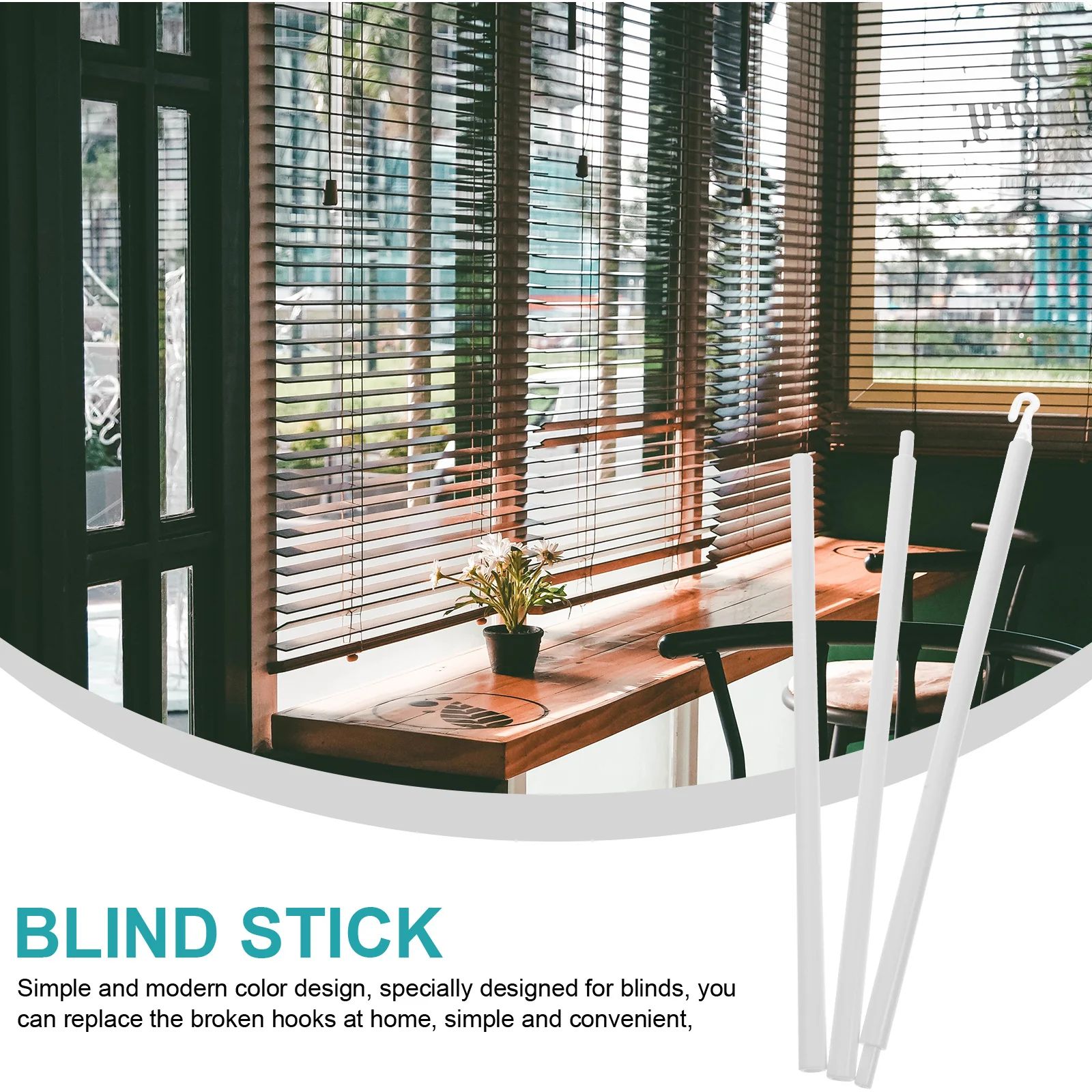 6pcs 89CM Vertical Blind Stick with Hook Blind Pull Rod PP Pull Rod for Blinds Blind Replacement Rod Window Curtain Accessory