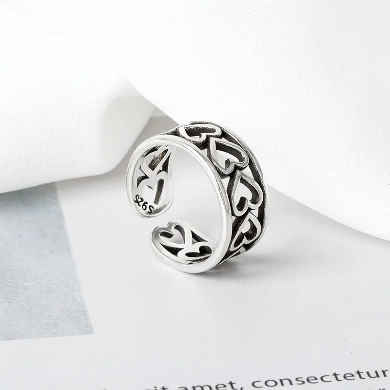 

Стерлингового Серебра 925, винтажные кольца в форме сердца в стиле панк LOVE, ювелирные украшения для женщин, пар, модные элегантные аксессуары для вечеринок, подарки