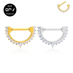 ASTM G23 Titanium Nose Ring Double layered ZC Slanted Fashion Nasal Diaphragm Ring Men's and Women's Perforated Jewelry Earrings