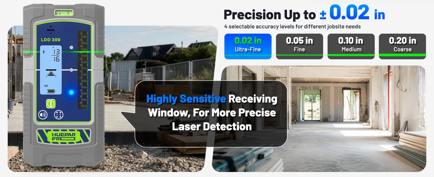 Huepar Detektor für Laser-Nivelliergeräte, universeller Laserempfänger mit LCD-Display und hoher Präzision, digitaler Laserempfänger für große Entfernungen – Detail 4