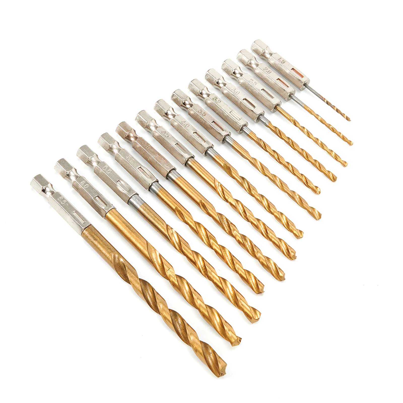 13pcs HSS High Steel Drill Bit Set, Hex Shank Bits 1 5mm 6 5mm, Long lasting and Suitable for Steel, Plastic, and Wood Projects