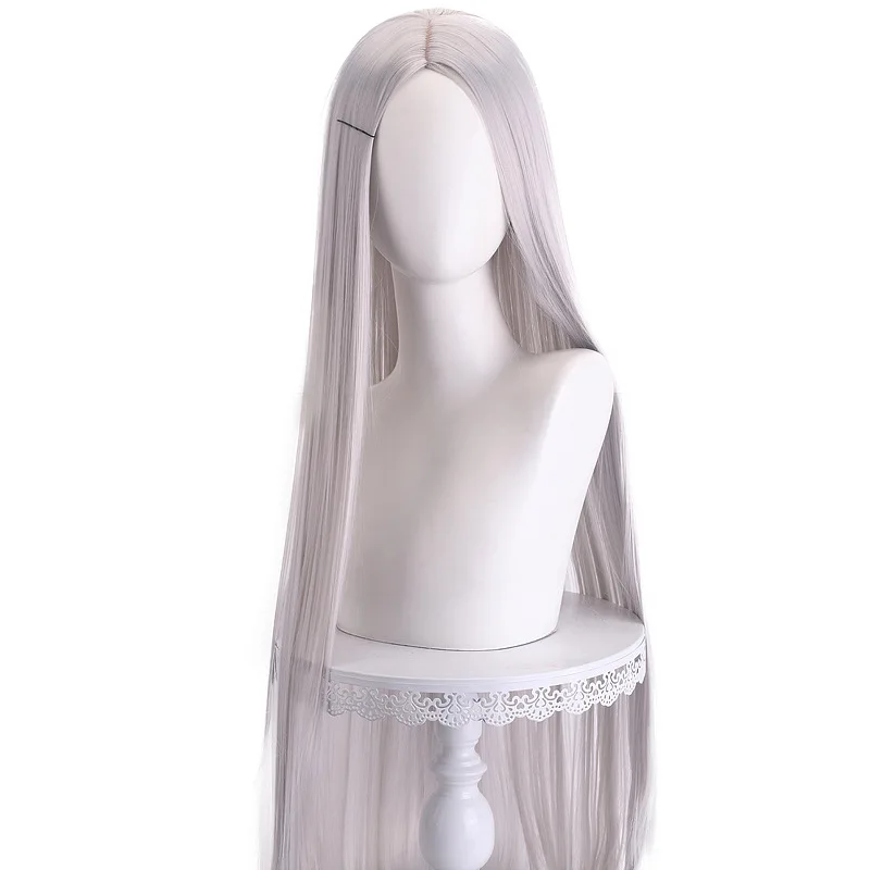 100cm Long Straight Synthetic Cosplay Wig Middle Parted Multicolor Anime Costume Wig for Halloween Cosplay Party