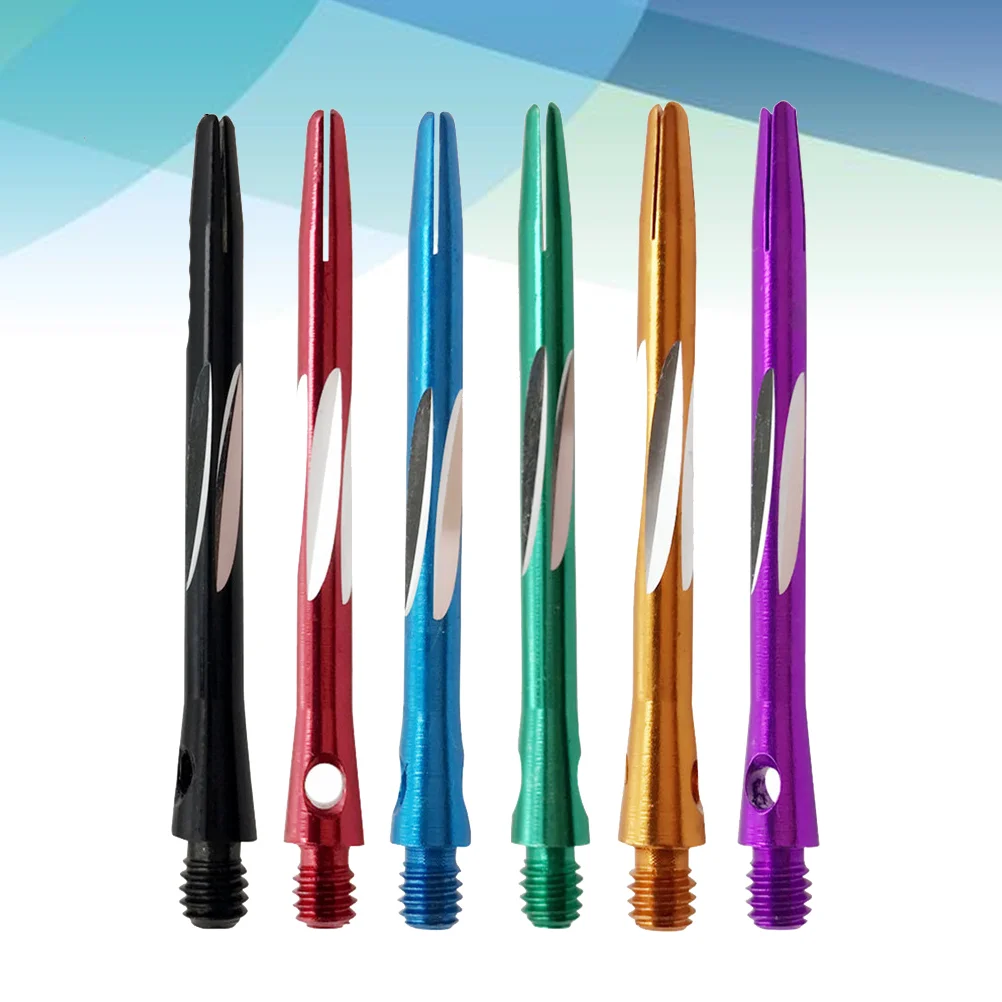 

6pcs Delicate Carved Dart Rod Professional Metal Dart Shafts Accessories Metal Stems Alloy Pole Rod (Black Red Blue Green