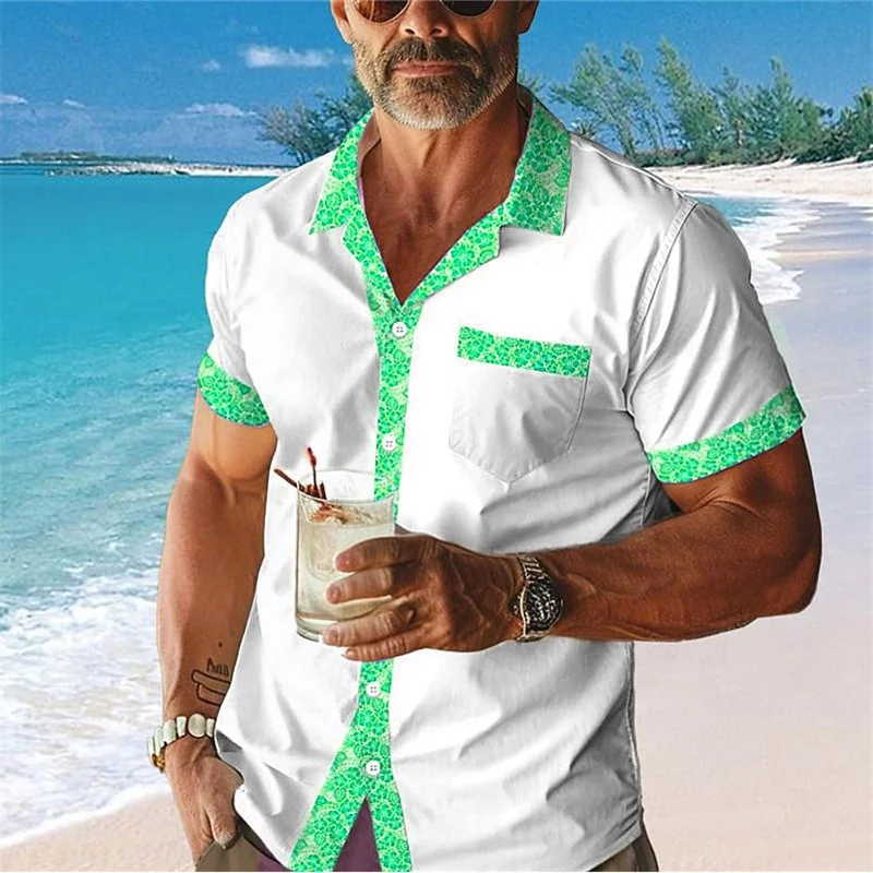 

Hawaiian Men's Shirt Simple 3D Printed Men's Clothes Vacation Lapel Short Sleeve Fashion Casual Top Street Shirt for Men