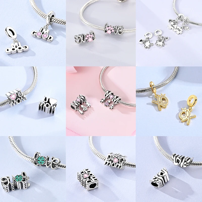 2026 Neue Mutter-Charms aus 925 Sterling Silber, Schwester-Familien-Liebesherz-Perlenanhänger, passend für europäische Armbänder, DIY-Schmuckgeschenk für Frauen – Detail 1