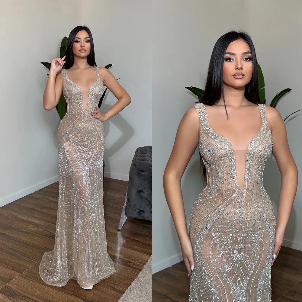 

Роскошные вечерние платья Русалка с глубоким v-образным вырезом и кристаллами без рукавов и открытой спиной Пром платья Бальные платья по индивидуальному заказу فساتين условия