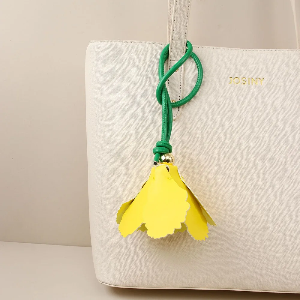 Flower Bag Charm Yellow Layered Floral Pendant For Handbag Decoration Tote Bag Purse Accessory For Women Spring Summer Fashion