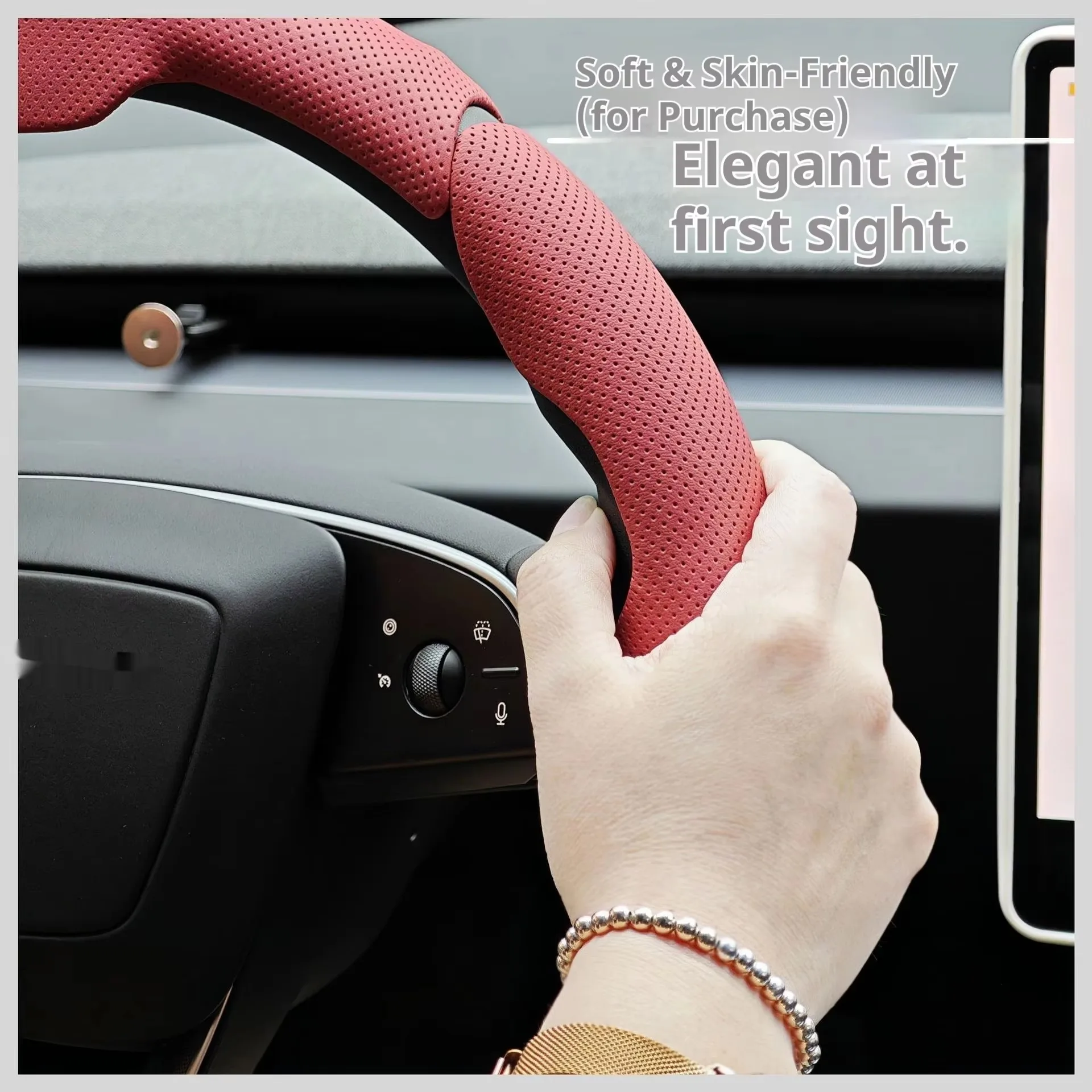 Car Suede Steering Wheel Cover Nappa Leather For Bentley Bentayga Flying Spur Continental GT GTC Auto Accessories Anti-Slip
