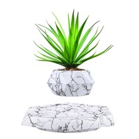 Magnetic Levitation Green Potted Plants Creative Desktop Ornament Magnetic Levitation Bonsai Geometric Plastic Flower Pot