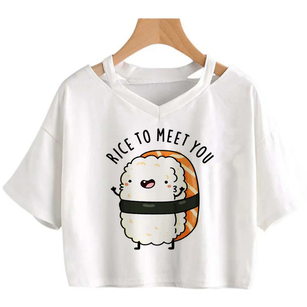 Sushi fairycore yk2 streetwear  crop top girl Kawaii 90s trashy tshirt clothing