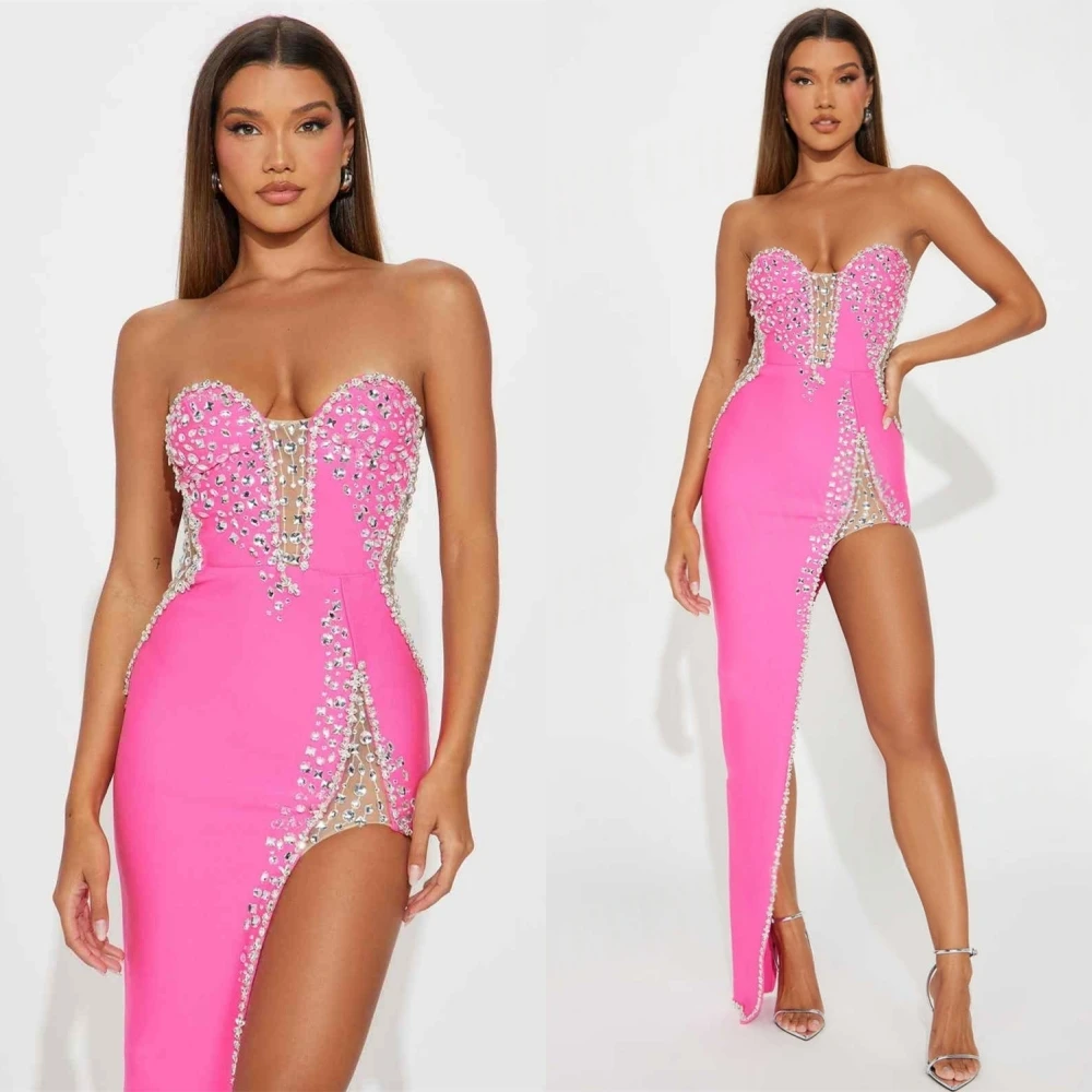 

Customized Graceful Strapless Evening Dress and Delicate Jersey Special Occasion Gowns and Temperament Crystal Party Dresses
