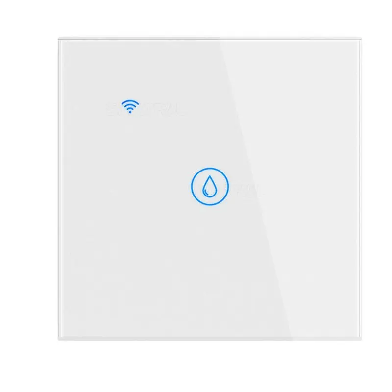 

T23C Tuya Smart Life APP Controlled 40A Wifi Touch Water Heater Switch Voice Timer Glass Panel Wall Power Controller 40A White