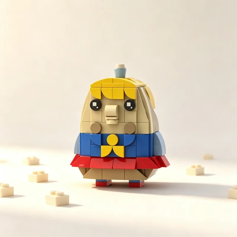 Cute Round Head Cartoon Character Building Block Figure DIY Assembly Brick Ornament Desktop Display Gift for Hobby Collectors