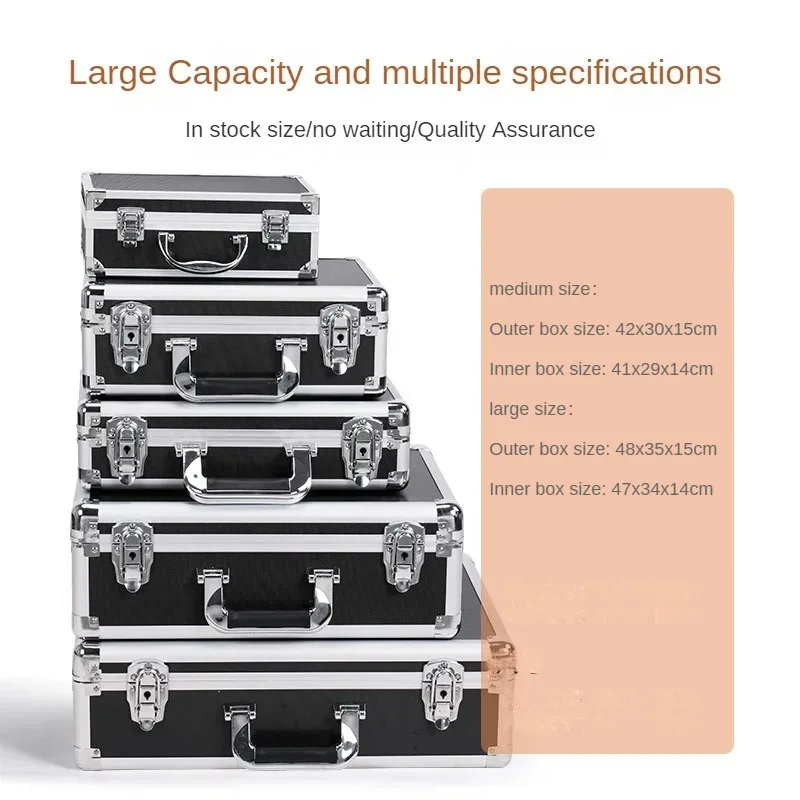 Aluminum Suitcase With Lock Large Toolbox Electric Tool Box With Sponge Sturdy Hard Case And Flight Case Household Storage Box