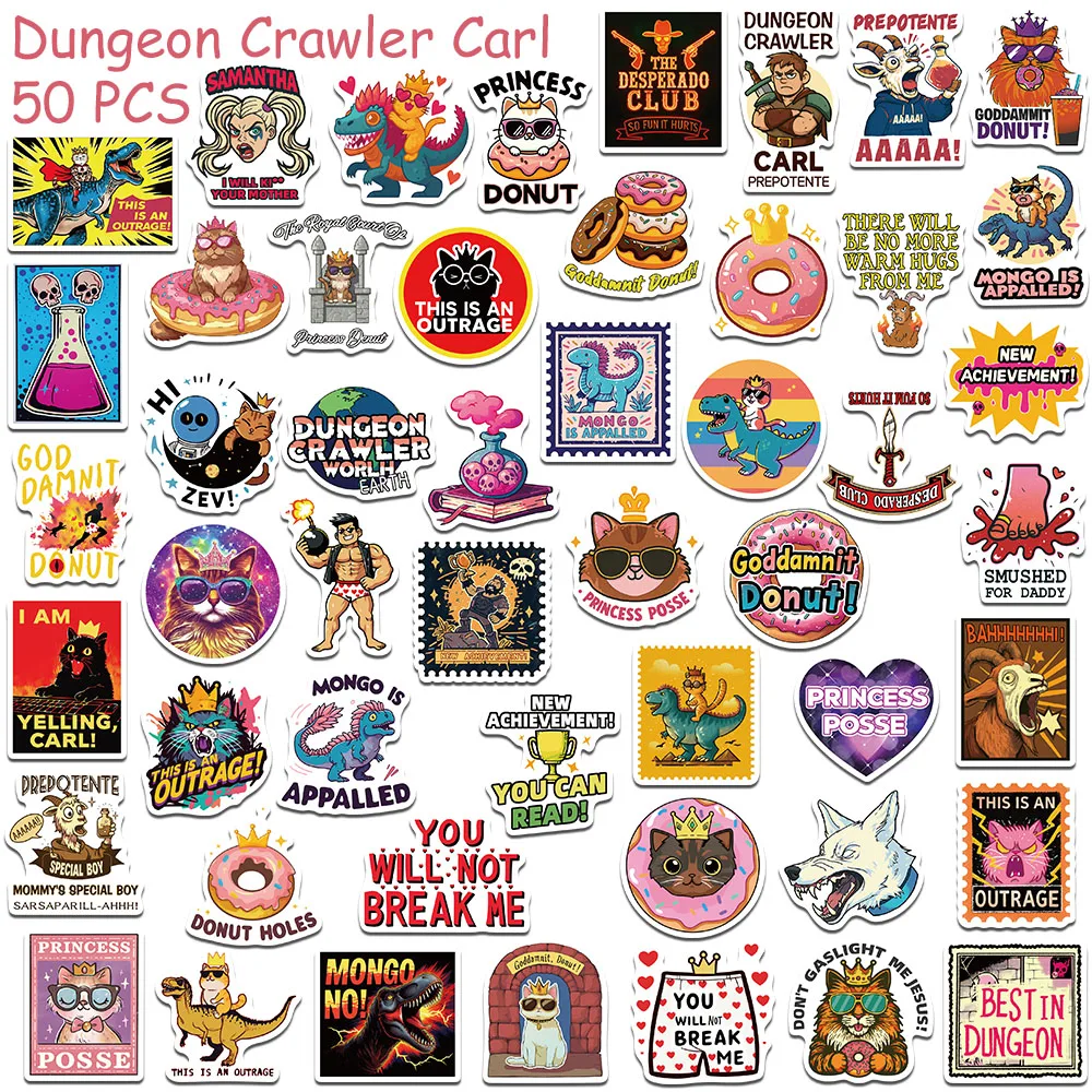 50/100 Stück Dungeon Crawler Carl Aufkleber für Handy, Scrapbook, Gepäck, Skateboard, Helm, DIY Cartoon Ästhetische Sticker – Detail 24