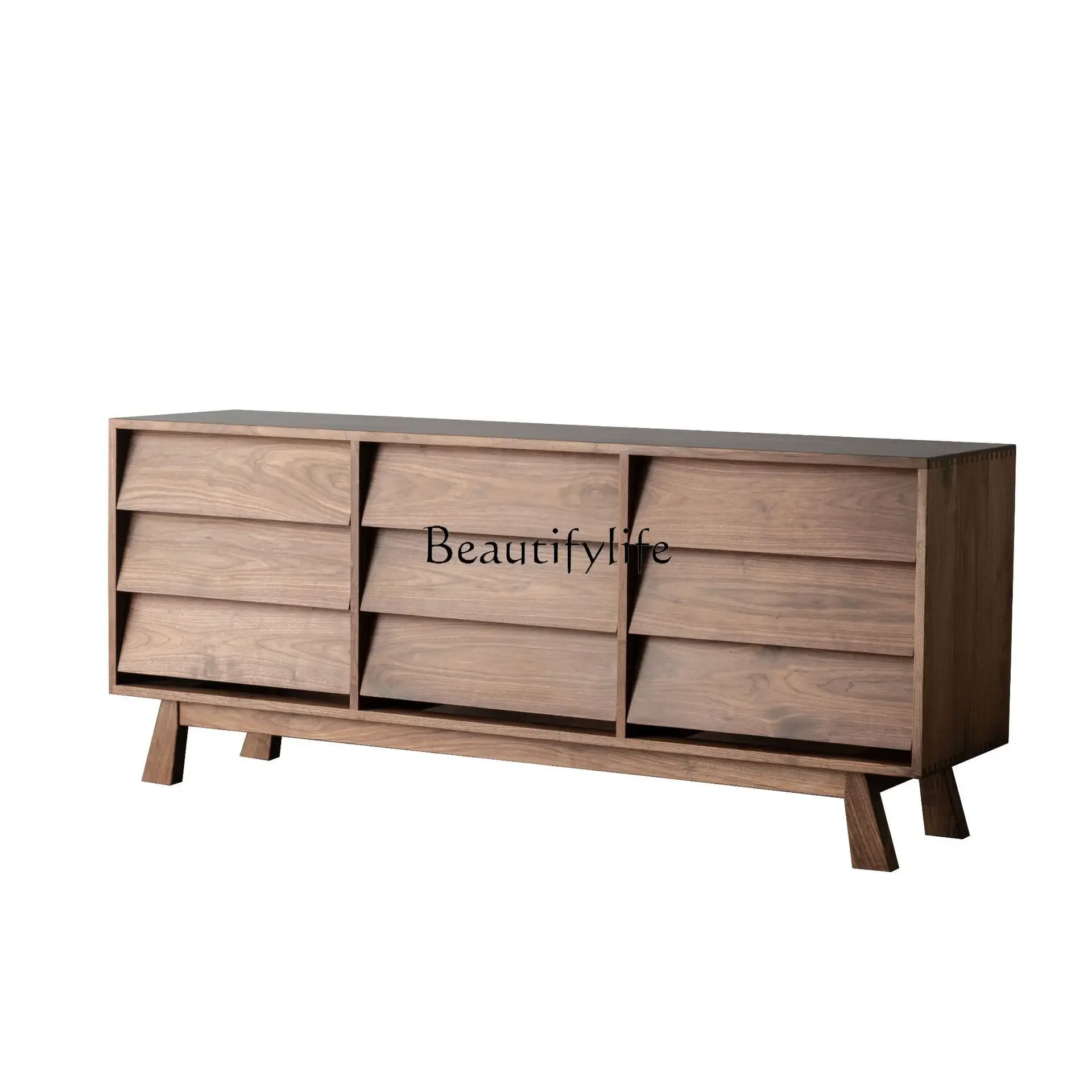 

FG10*Modern minimalist North American black walnut solid wood nine chest cabinet bedroom storage Japanese drawer Nordic locker