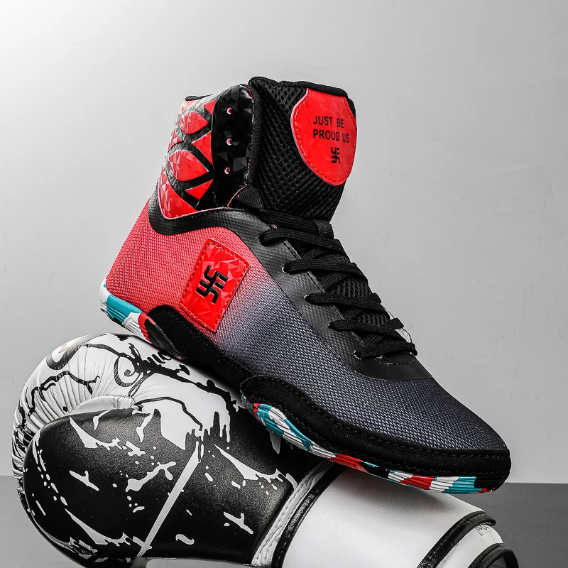 

Mens High Top Professional Wrestling Shoes Lightweight Boxing Sneakers Breathable Mesh Fitness Training Shoes Fighting Boots Wom