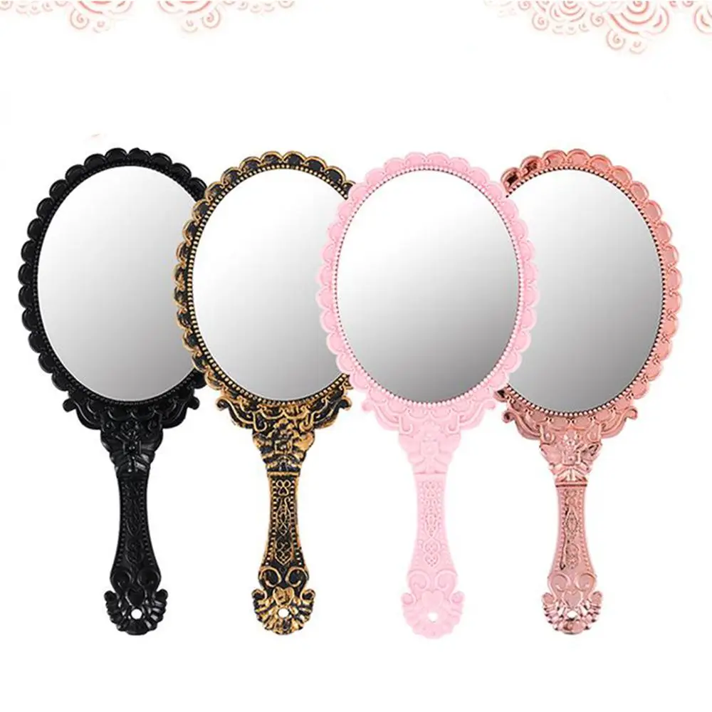 Portable Retro Vintage Handhold Mirrors Lace Mirrors Makeup Mirrors Pattern Handle