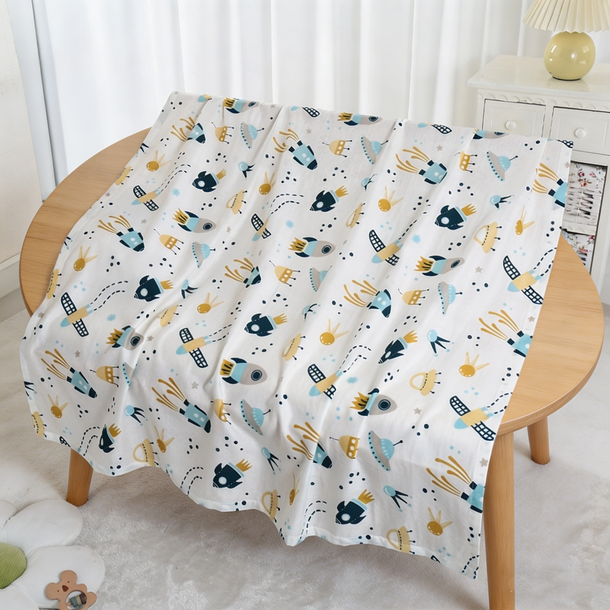 1Pc Children's Air Conditioning Blanket, Soft and Skin-Friendly Baby Swaddle Wrap, Baby Bath Towel, Baby Blanket, Suitable for All Seasons