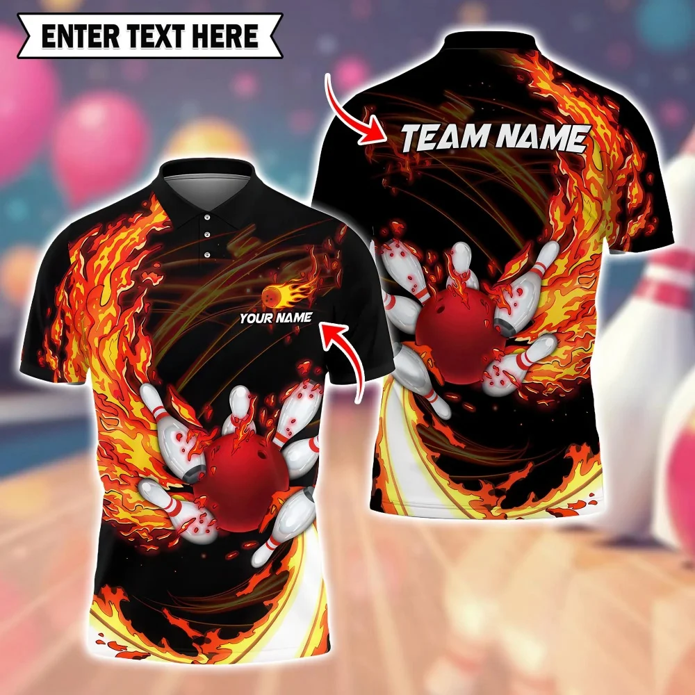 Bowling Graphic 3D Printed Polo Shirts 2025 Fashion Custom Name Team Name Mens Polo Shirt Casual Quick Dry Team Uniforms Tee