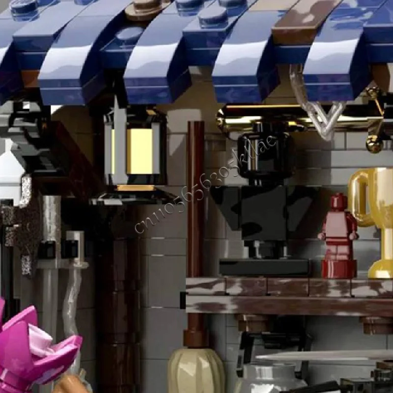 2626개 조각 워터밀 중세 판타지 디스플레이 시리즈 모듈형 창의적 거리 풍경 MOC 모델 맞춤형 어린이 DIY 퍼즐 장난감 선물