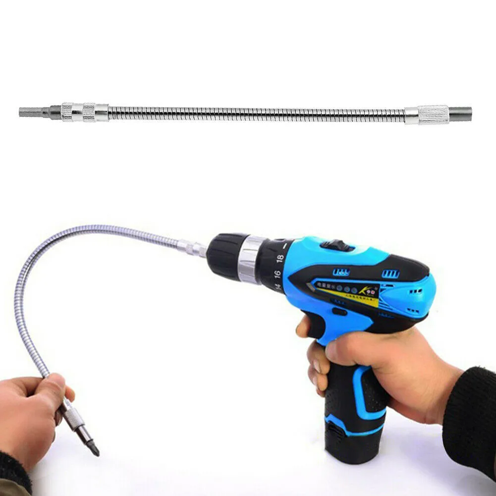 1PCS Electric Drill Flexible Shaft 150/300mm Metal Extension Bending Shaft For Screw Bit Power Tool Parts 1PCS
