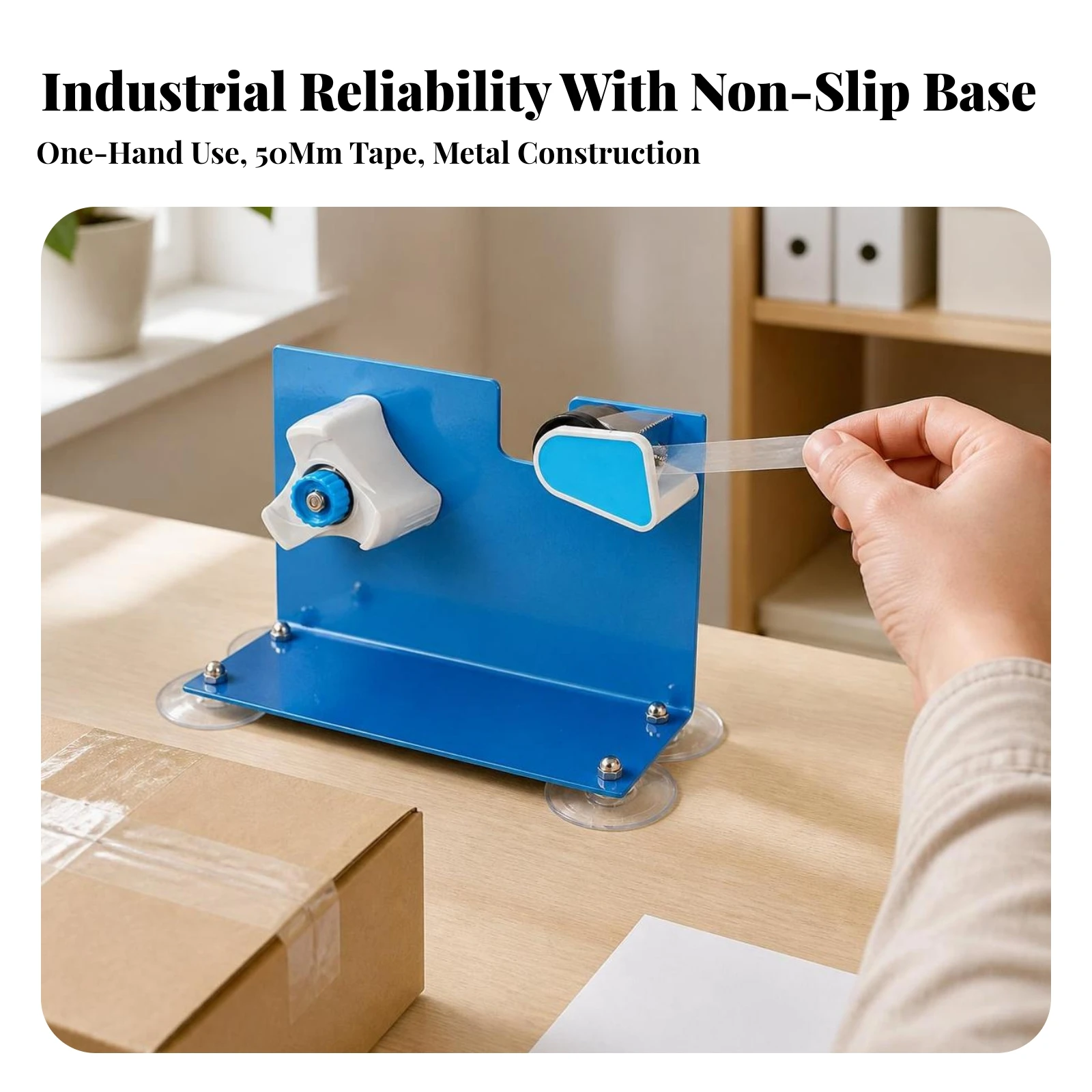 Tape Dispenser with Suction Cups Non-Slip Tabletop Tape Dispenser Manual for Desk, Office