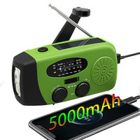 Rechargeable Portable Radio 5000mAh Emergency Radio Hand Crank Solar Power Bank with Solar Charging Battery Operated radio