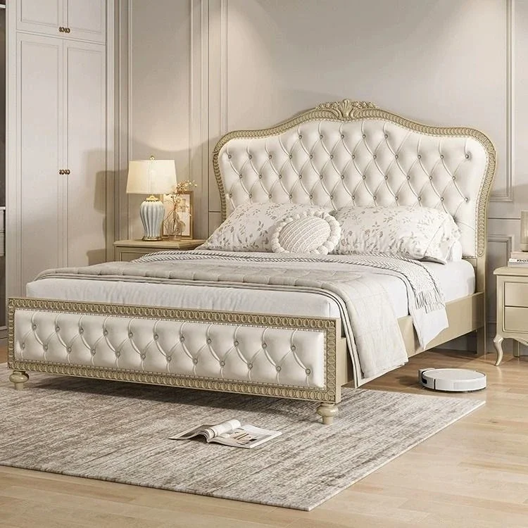 

French high-grade solid wood bed double master bedroom European American light luxury