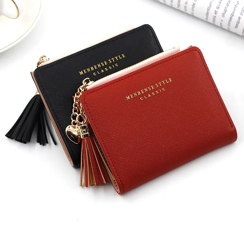 

2023 Tassel Women Wallet Small Cute Wallet Women Short Leather Women Wallets Zipper Purses Portefeuille Female Purse Clutch New