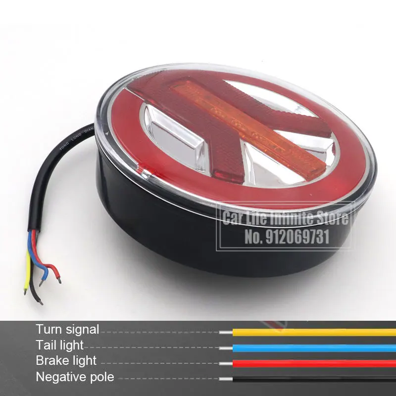 12V 24V Round Tail Light Sequential Dynamic Turn Signal Light LED Brake Reverse Lamp Tractor Van Rear Light For Truck Trailers