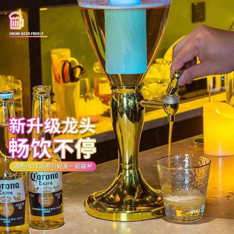 Luminous 3 liters KTV creative cola juice bucket with faucet Internet celebrity bar manufacturer approval