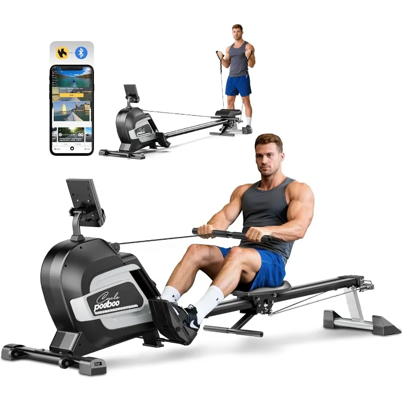 

pooboo Rowing Machines for Home, Magnetic Rowing Machine with Adjustable Resistance, Folding Rower Machine of Quie