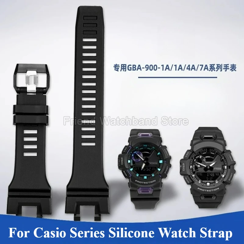 Hypoallergenic Anti-Aging Silicone Watchband for Casio G-SHOCK GBA-900-1A/7A/CB Double Convex Interface Comfortable Non Fading