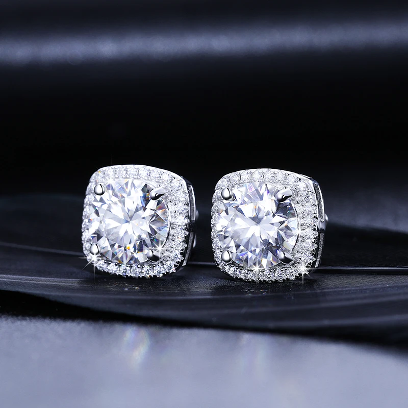 Classic Round Cut 1CT Test Passed Moissanite Diamond Earrings For Women Fine Jelwery Sterling Silver 925 Earring Engagement Gift view 2