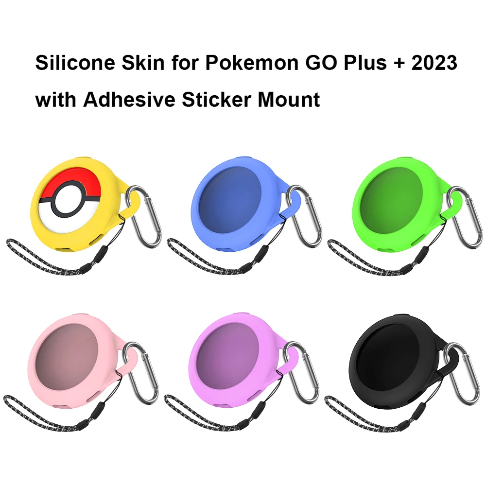 Silicone Case Protective Cover Shockproof Waterproof Shell Cover Cartoon Storage Bag for Pokemon GO+ 2023 with Buckle Lanyard