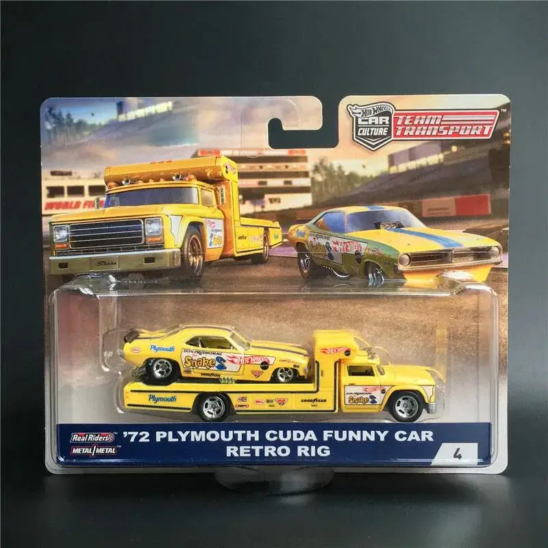 

Hot Wheels 72 Plymouth Cuda Funny Car & Retro Rig 1/64 Diecast Vehicles FLF56-4-FLF57