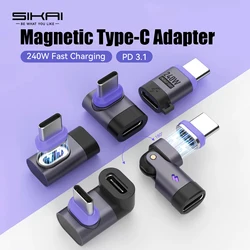 240W Magnetic Right Angle USB C Male Female Adapter 90 180 Degree PD3.0 Fast Charging Type C Adapter Extender for Iphone Adapter