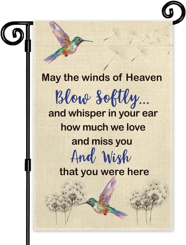 Heavenly Love and Miss You Garden Flag, 12 x 18 Inch Double Sided Yard Flags Banner For Yard Patio Lawn, Remembrance Sympath zzo
