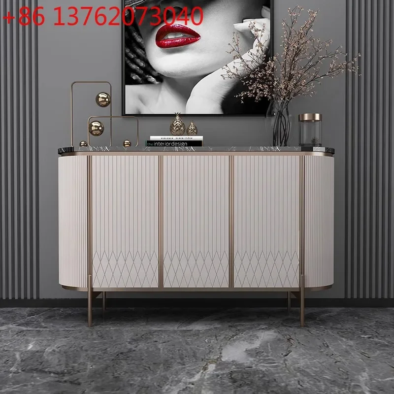 

American light luxury dining side cabinet marble entry porch cabinet living room locker
