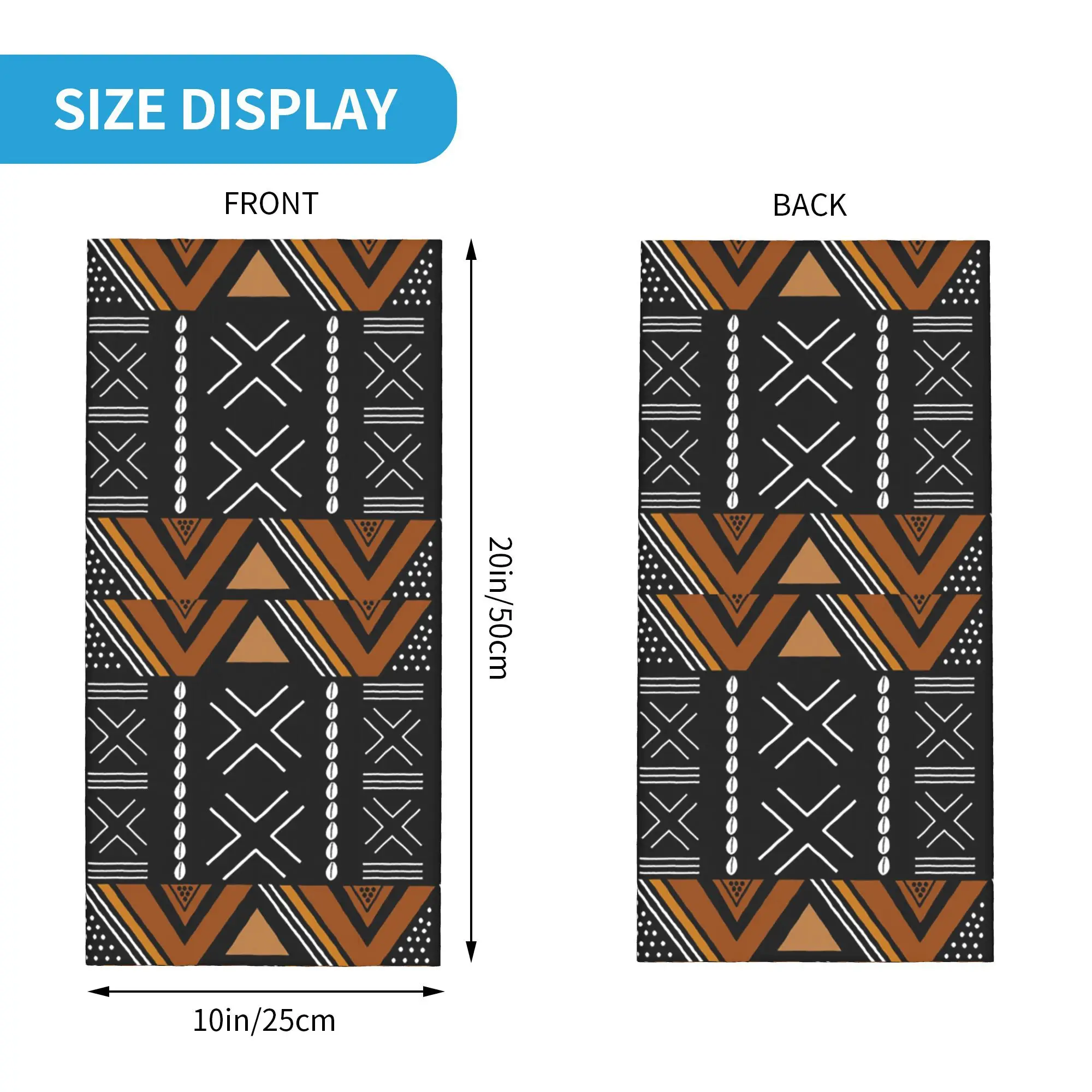 Afrikanisches Schlammtuch, Bogolan-Design, Bandana, Halstuch, bedruckt, Wickelschal, Mehrzweck-Fahrradschal, Laufen, Unisex, Erwachsene, waschbar