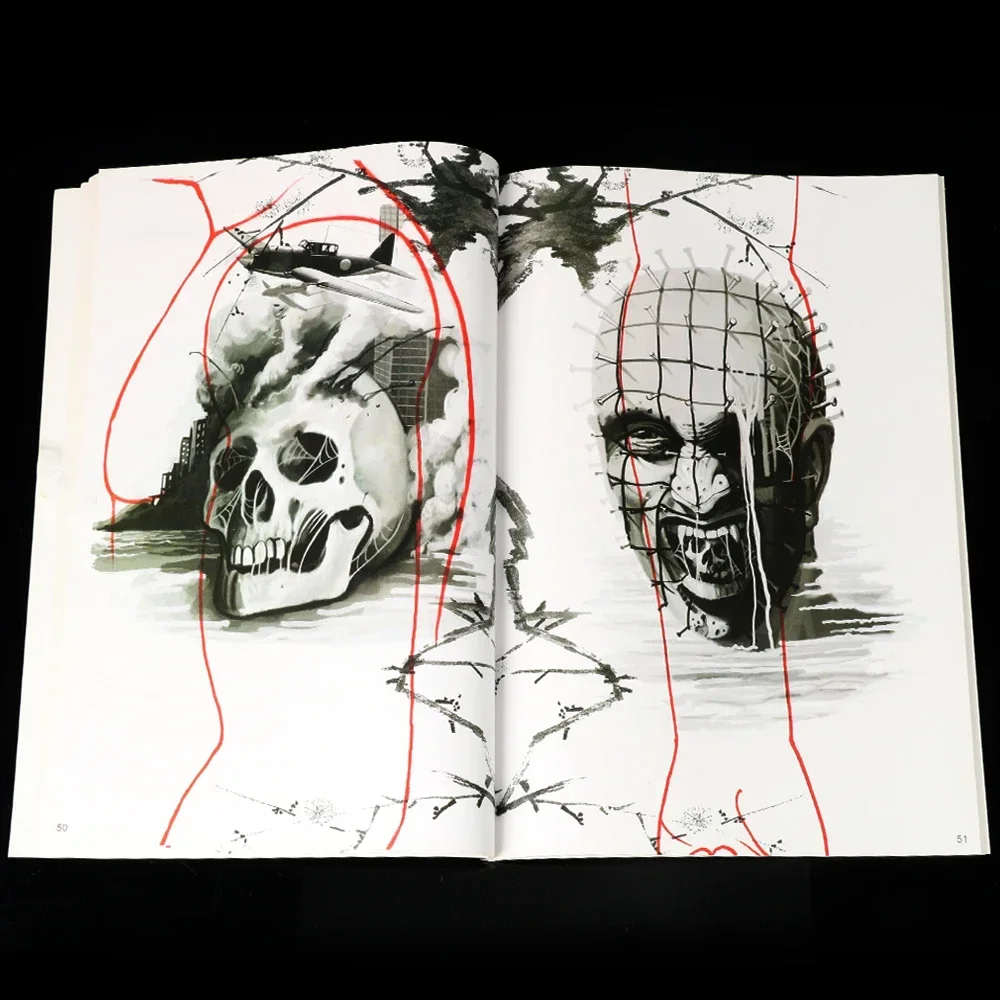 

Tattoo Book Supplies, Sketch, Skull Colors, Buddha Statue, Chinese Opera Portrait, Carp Beauty, Body Art, 110 Pages