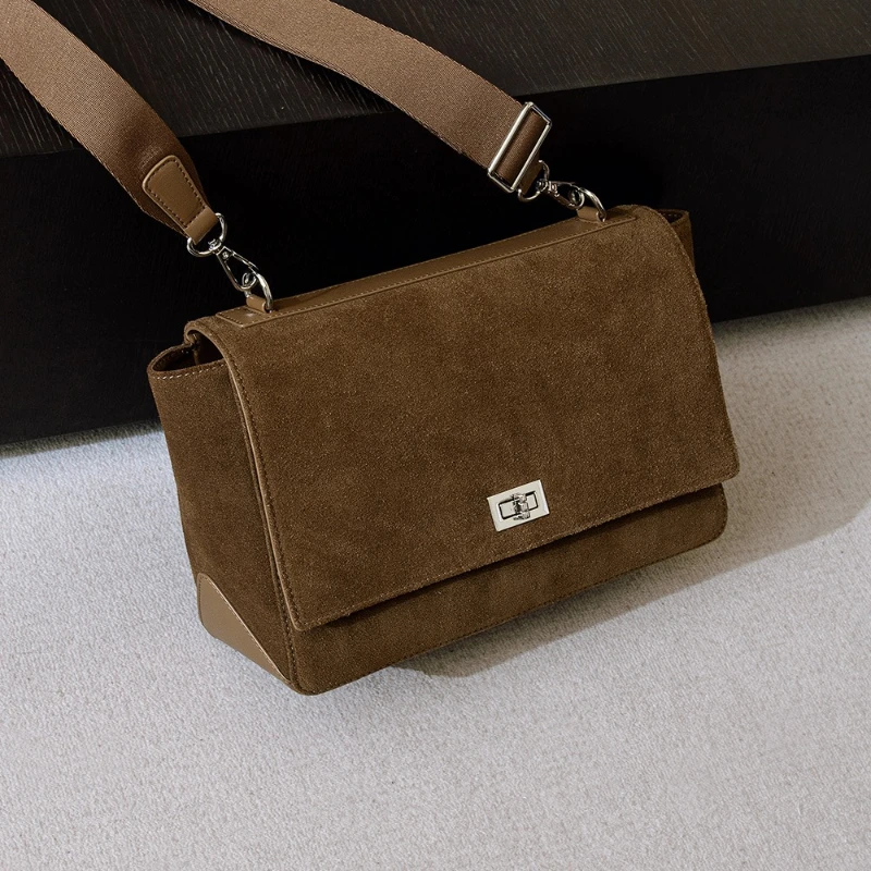 

Matte Suede Genuine Leather Women's Shoulder Crossbody Bags Luxury Designer Commuter Female Handbags Hot Sell Underarm Bags