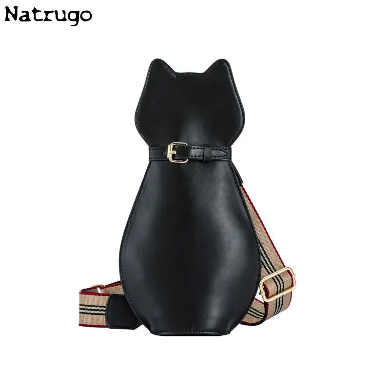 Gloss Shoulder Bags For Women Cute Cat Shape Pu Laser Crossbody Bag Solid Color High-quality Designer Blue Black Handbags 2023