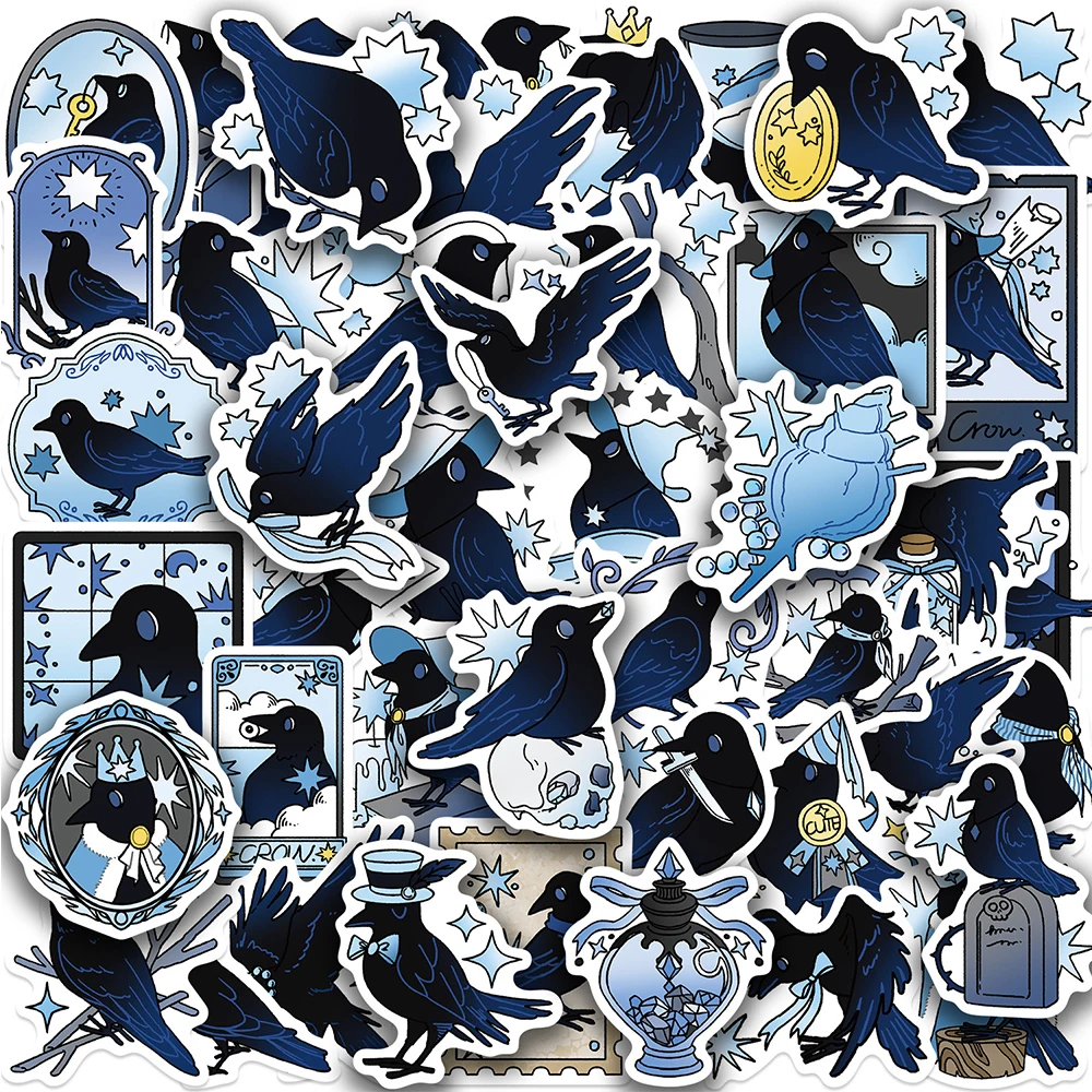 10/30/50pcs Cute Dark Magic Gothic Crow Stickers Cool Graffiti Stationery Luggage Phone Case Waterproof Animal Decoration Decals